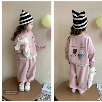 Baru Bear Gyerekeknek két darabos sportos szett, pamut-poliészter keverék (55% pamut, 45% poliészter), 3–8 éveseknek, állat/rajzfilm mintázat