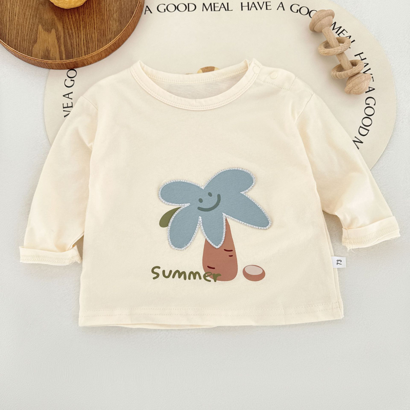 Dječja unisex pamuk majica s dugim rukavima, crtani print, okrugli izrez, prozračna tkanina, za uzrast 1–3 godine