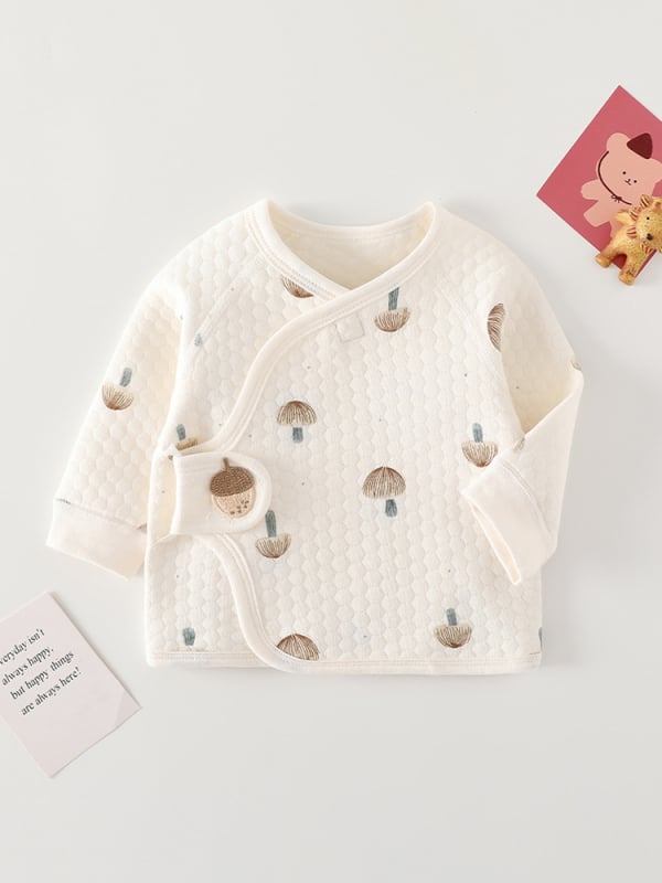 Kūdikio medvilnės marškinėliai rudens–žiemos sezonui, 100% medvilnė, unisex, apvalus kaklas, be gobtuvo, naujagimiams