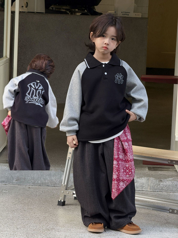 Gyerekeknek szóló hoodie, koreai stílus, fleece belső, 60% pamut, poliészter bélés