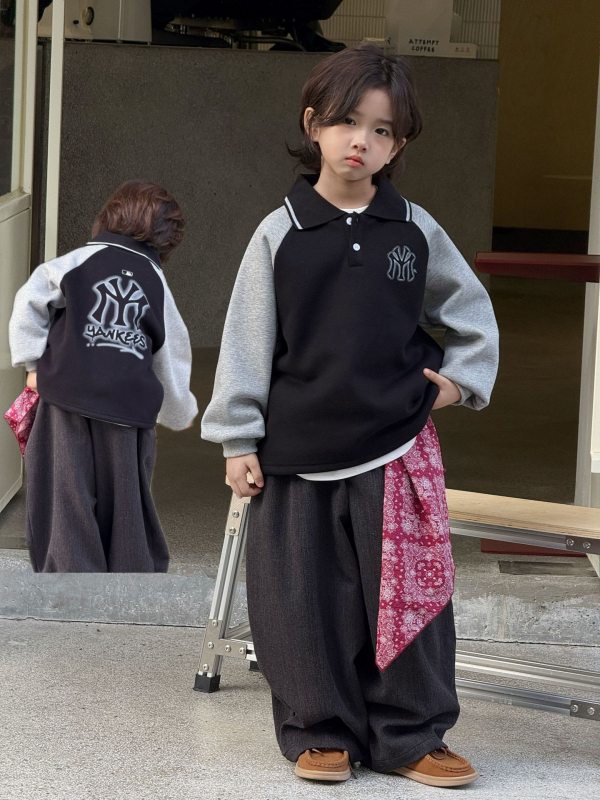 Gyerekeknek szóló hoodie, koreai stílus, fleece belső, 60% pamut, poliészter bélés