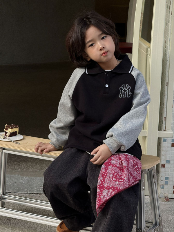 Gyerekeknek szóló hoodie, koreai stílus, fleece belső, 60% pamut, poliészter bélés