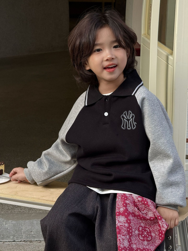 Gyerekeknek szóló hoodie, koreai stílus, fleece belső, 60% pamut, poliészter bélés