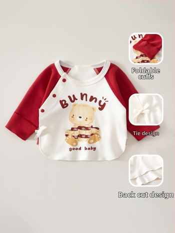 Naujagimio medvilnės ilgomis rankovėmis topas su apvaliu kaklu, 100% medvilnė, švelniai apdorotas audinys