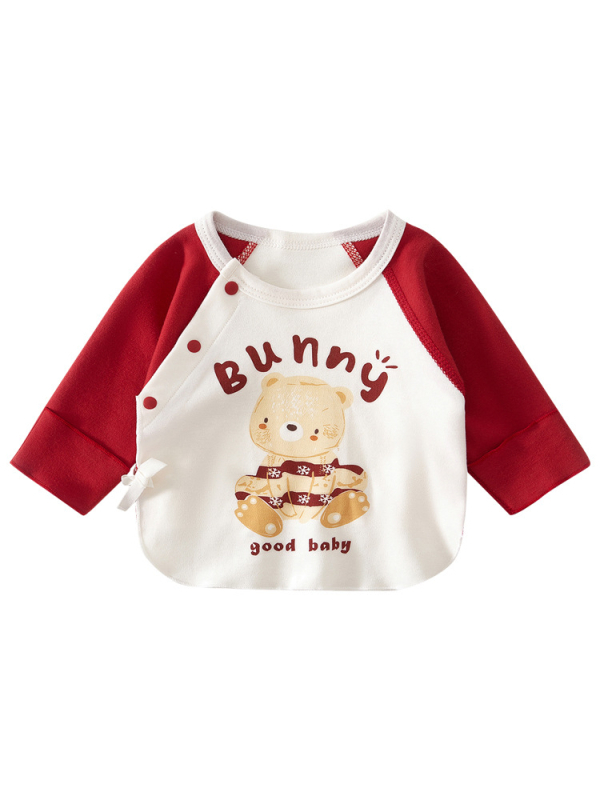 Naujagimio medvilnės ilgomis rankovėmis topas su apvaliu kaklu, 100% medvilnė, švelniai apdorotas audinys