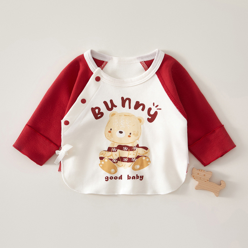 Naujagimio medvilnės ilgomis rankovėmis topas su apvaliu kaklu, 100% medvilnė, švelniai apdorotas audinys