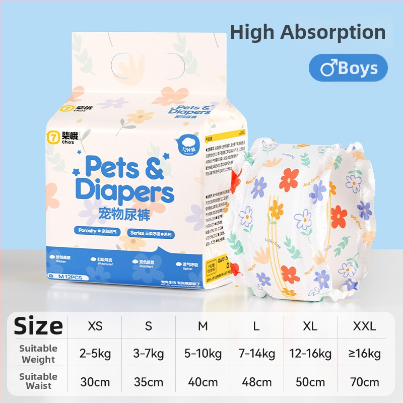 Pantveida suņu vīriešiem autiņi ar absorbējošiem paliktņiem, materiāli: neto audums, polimērs, koksnes celuloze, elpojoša membrāna, Velcro aizdare, 12 gab