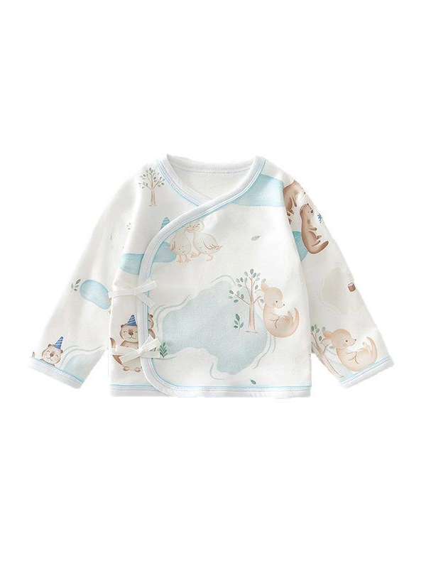 Naujagimio pusės nugaros dizaino medvilninis topas, 100% medvilnė, apvali kakla, pavasaris–ruduo, 0–12 mėnesių