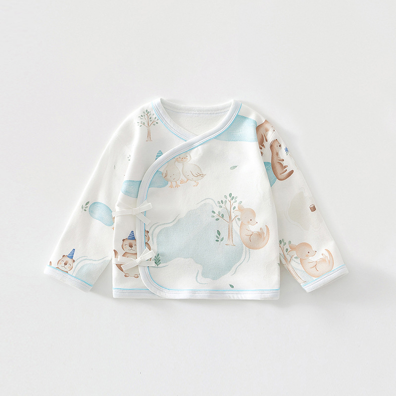 Naujagimio pusės nugaros dizaino medvilninis topas, 100% medvilnė, apvali kakla, pavasaris–ruduo, 0–12 mėnesių