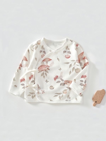 Naujagimio medvilninis miego topas, apvali kaklo linija, be gobtuvo, visoms sezonoms, švelni medžiaga