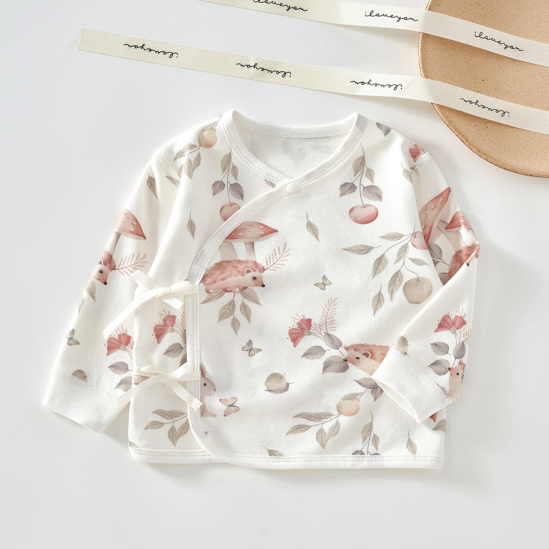 Naujagimio medvilninis miego topas, apvali kaklo linija, be gobtuvo, visoms sezonoms, švelni medžiaga