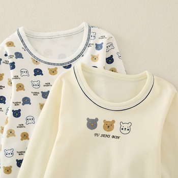 Berniukų ilgomis rankovėmis marškinėliai su meškos animaciniu motyvu, 95% medvilnė, apvalus kaklas, amžius 3–8 metai (100–140 cm)