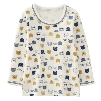 Berniukų ilgomis rankovėmis marškinėliai su meškos animaciniu motyvu, 95% medvilnė, apvalus kaklas, amžius 3–8 metai (100–140 cm)