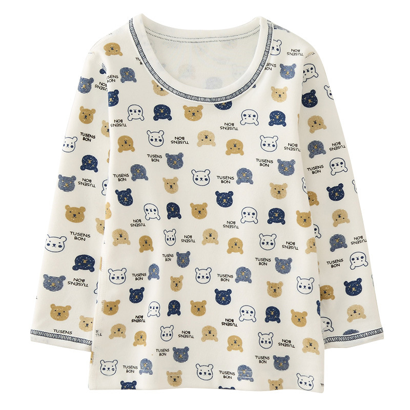 Berniukų ilgomis rankovėmis marškinėliai su meškos animaciniu motyvu, 95% medvilnė, apvalus kaklas, amžius 3–8 metai (100–140 cm)