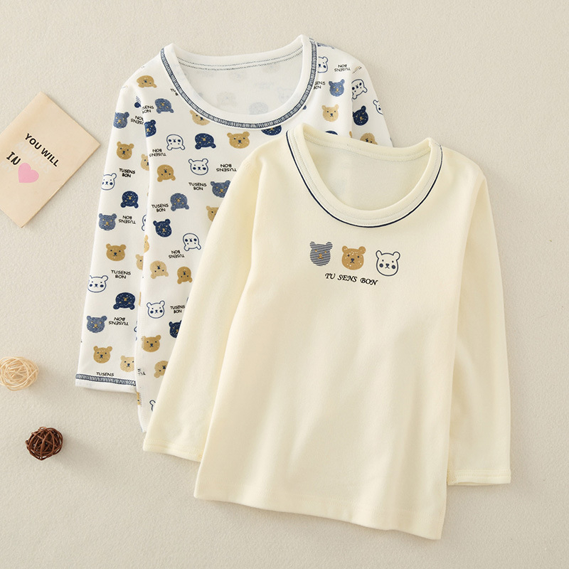 Berniukų ilgomis rankovėmis marškinėliai su meškos animaciniu motyvu, 95% medvilnė, apvalus kaklas, amžius 3–8 metai (100–140 cm)