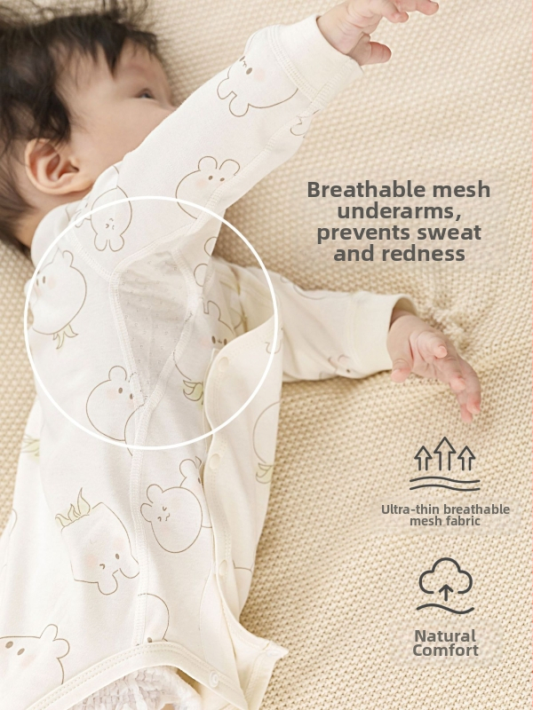 Zīdaiņu kokvilnas krekliņš ar apaļu kaklu - 100% kokvilna, slīpēts audums, četros sezonos, bez kapuces, piemērots zīdaiņiem