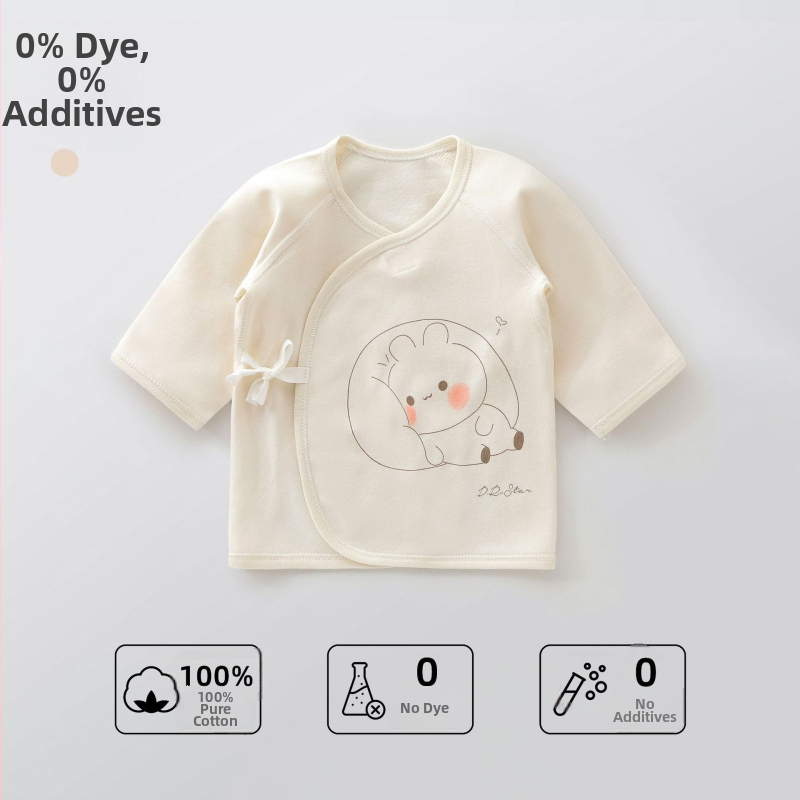 Naujagimio medvilnės marškinėliai su apvaliu kaklu - 100% medvilnė, šlifuotas audinys, keturi sezonai, be gobtuvo, tinkami naujagimiams