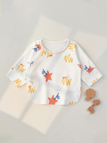 Naujagimio medvilninis marškinėliai su apvaliu kaklu | 100% medvilnė, unisex, 0-12 mėnesių, visiems metų laikams