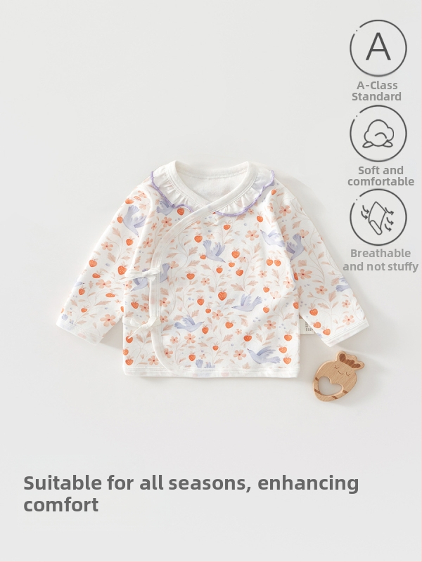 Naujagimio medvilninis topas su apvalia kakle, be gobtuvo, 100% medvilnė, Saugos klasė A, amžius 0–12 mėnesių, švelnus apdailos