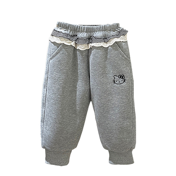 Dječje duge hlače za jesen-zimu s trostrukom pamučnom podlogom, 94% poliester + spandex, casual stil, uzrast 3–8 godina