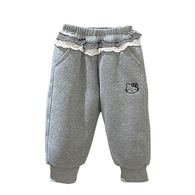 Dječje duge hlače za jesen-zimu s trostrukom pamučnom podlogom, 94% poliester + spandex, casual stil, uzrast 3–8 godina