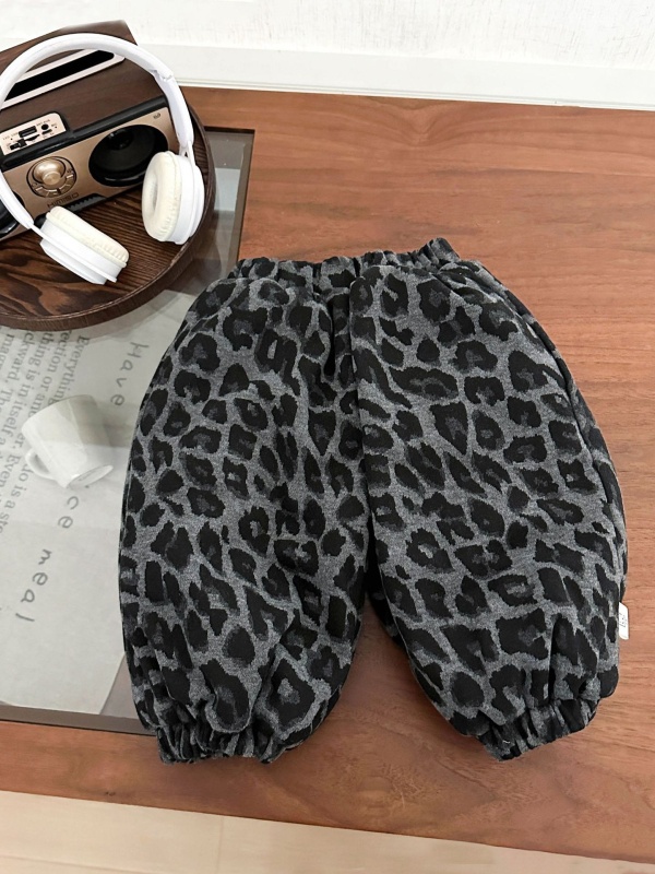 Dječje hlače s leopard uzorkom, podstavljene fleeceom, tople za gležnjeve, unisex
