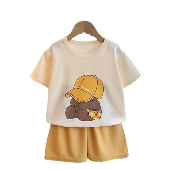 Dječji ljetni dvodijelni set s kratkim rukavima, korejskog stila, prozračni waffle materijal, unisex