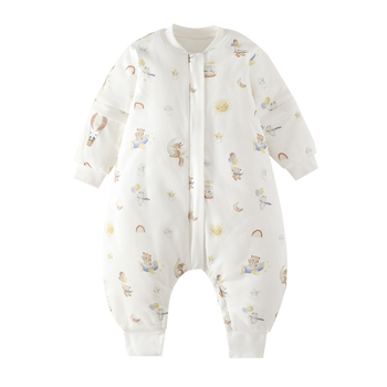 Sac de dormit pentru copii pentru iarnă și toamnă, țesătură din 95% bumbac cu umplutură poliester, mâneci detașabile, lavabil, potrivit pentru vârsta 1–6 ani