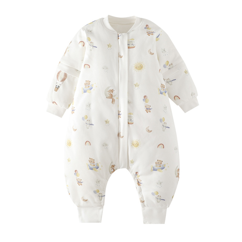 Sac de dormit pentru copii pentru iarnă și toamnă, țesătură din 95% bumbac cu umplutură poliester, mâneci detașabile, lavabil, potrivit pentru vârsta 1–6 ani