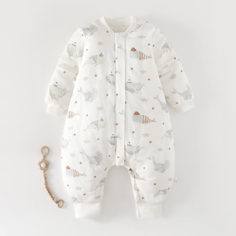 Sac de dormit pentru copii pentru iarnă și toamnă, țesătură din 95% bumbac cu umplutură poliester, mâneci detașabile, lavabil, potrivit pentru vârsta 1–6 ani