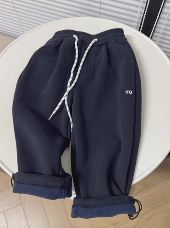 Koreai stílusú gyerek sportnadrág fleece béléssel, téli hosszú nadrág, 60% pamut, 140 cm feletti gyermekeknek