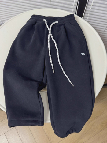 Koreai stílusú gyerek sportnadrág fleece béléssel, téli hosszú nadrág, 60% pamut, 140 cm feletti gyermekeknek