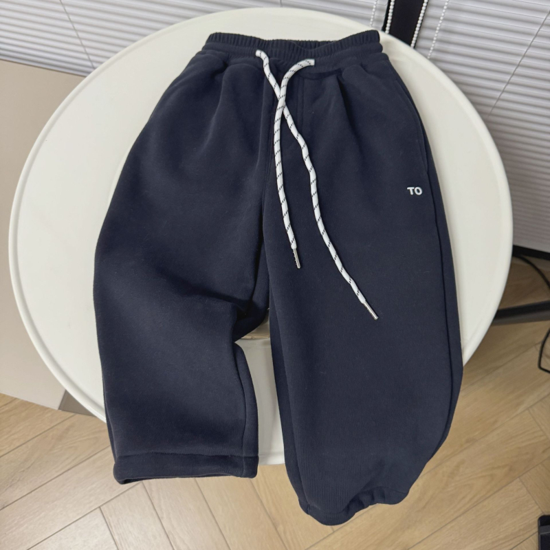 Koreai stílusú gyerek sportnadrág fleece béléssel, téli hosszú nadrág, 60% pamut, 140 cm feletti gyermekeknek