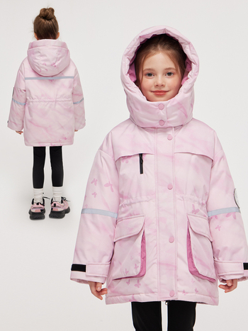 Lányoknak szánt koreai stílusú kapucnis pehelydzseki, fehér kacsa tollal töltve, téli, középhosszú, bő szabású