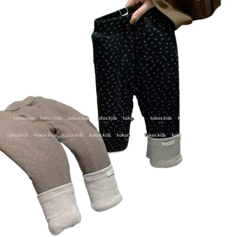 Dječje termalne hlače s floralnim uzorkom, korejskog stila, fleece podstava, 93% pamuka