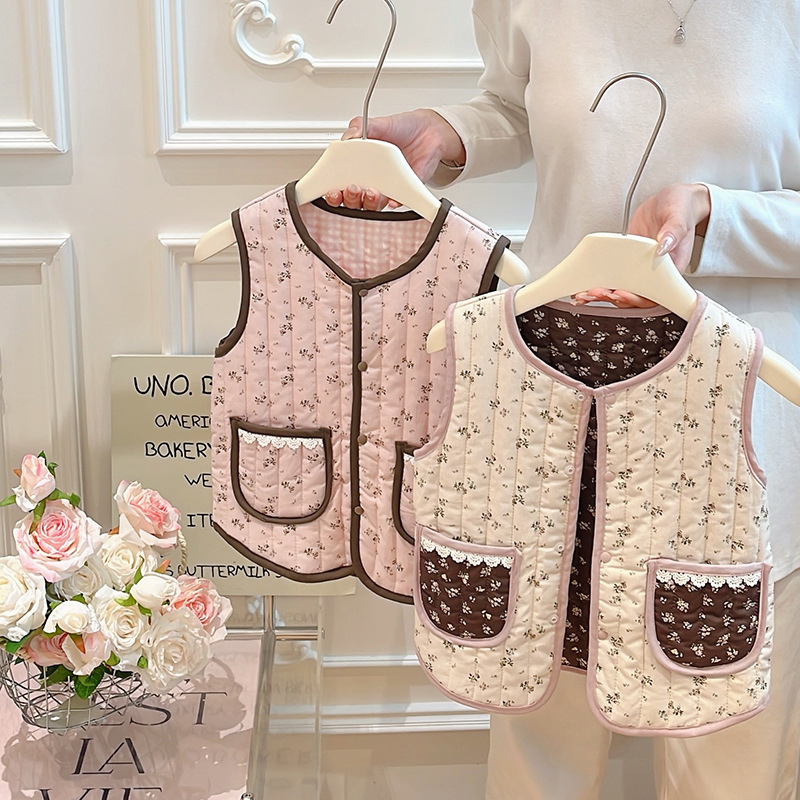 Veste pentru copii pentru fete, groasă, cu model desen animat, stil coreean, toamnă-iarnă; exterior din bumbac, 50% viscoză, căptușeală din bumbac, umplutură poliester