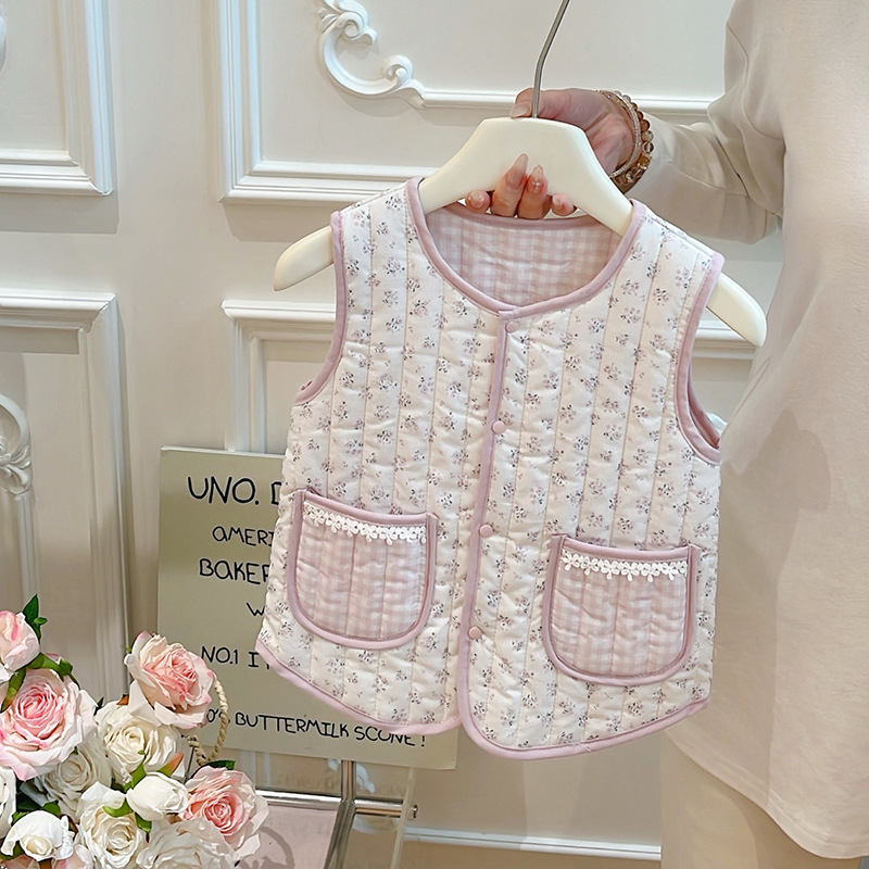 Veste pentru copii pentru fete, groasă, cu model desen animat, stil coreean, toamnă-iarnă; exterior din bumbac, 50% viscoză, căptușeală din bumbac, umplutură poliester
