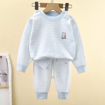 Dječji set pidžama, unisex, uski kroj, dvije komponente: top s dugim rukavima i hlače, pamuk 90%, mek završna obrada, jesen-zima