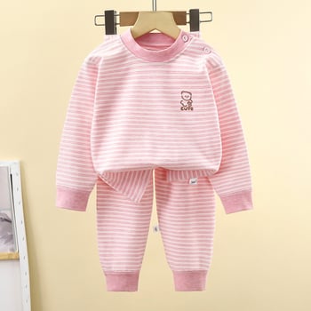 Dječji set pidžama, unisex, uski kroj, dvije komponente: top s dugim rukavima i hlače, pamuk 90%, mek završna obrada, jesen-zima