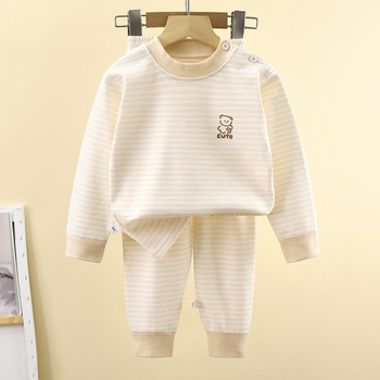Dječji set pidžama, unisex, uski kroj, dvije komponente: top s dugim rukavima i hlače, pamuk 90%, mek završna obrada, jesen-zima