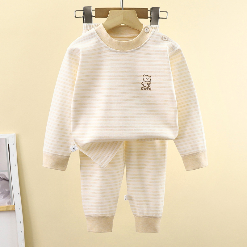 Dječji set pidžama, unisex, uski kroj, dvije komponente: top s dugim rukavima i hlače, pamuk 90%, mek završna obrada, jesen-zima