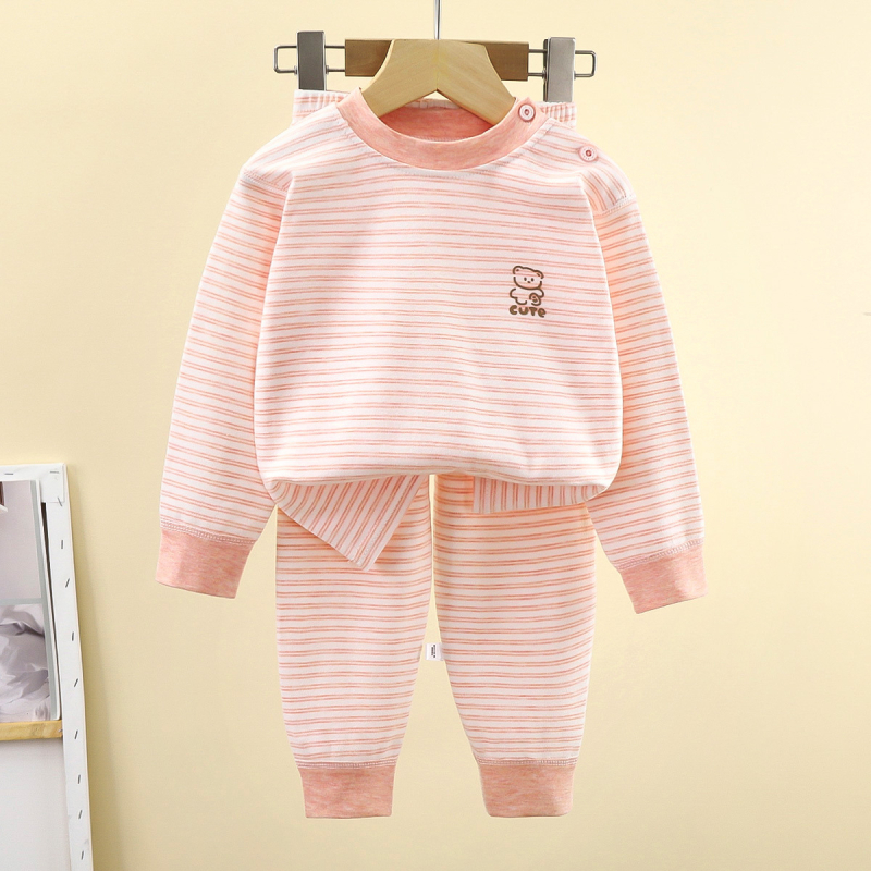 Dječji set pidžama, unisex, uski kroj, dvije komponente: top s dugim rukavima i hlače, pamuk 90%, mek završna obrada, jesen-zima