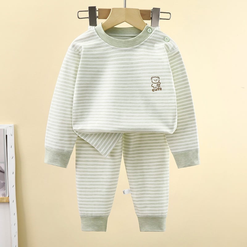 Dječji set pidžama, unisex, uski kroj, dvije komponente: top s dugim rukavima i hlače, pamuk 90%, mek završna obrada, jesen-zima