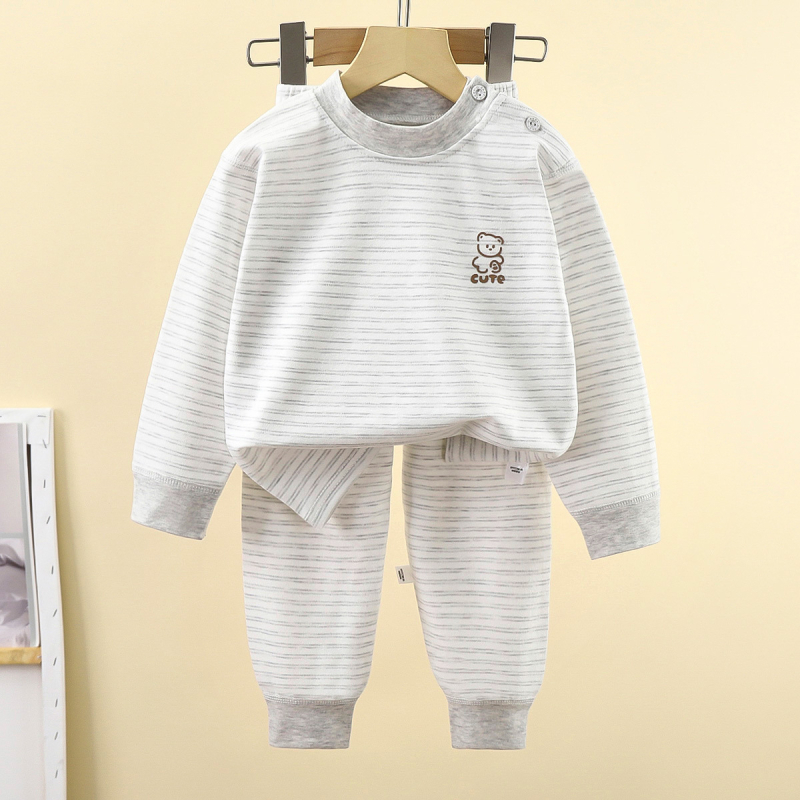 Dječji set pidžama, unisex, uski kroj, dvije komponente: top s dugim rukavima i hlače, pamuk 90%, mek završna obrada, jesen-zima
