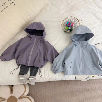 Két darabos gyerek szett: koreai stílusú pamut kapucnis kabát és nadrág, tavasz–ősz, 3–8 éveseknek