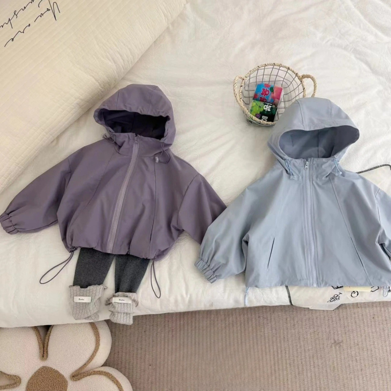 Két darabos gyerek szett: koreai stílusú pamut kapucnis kabát és nadrág, tavasz–ősz, 3–8 éveseknek