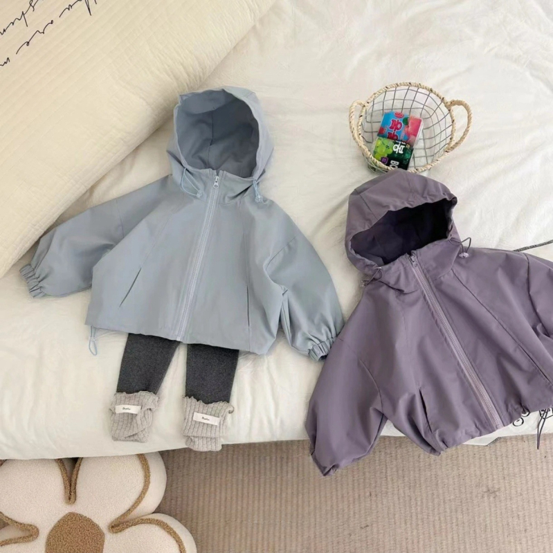 Két darabos gyerek szett: koreai stílusú pamut kapucnis kabát és nadrág, tavasz–ősz, 3–8 éveseknek