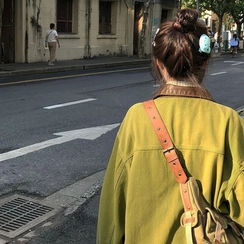 Деним яке с поло яка, дълги ръкави, свобдна кройка, редовна дължина, есен 2025