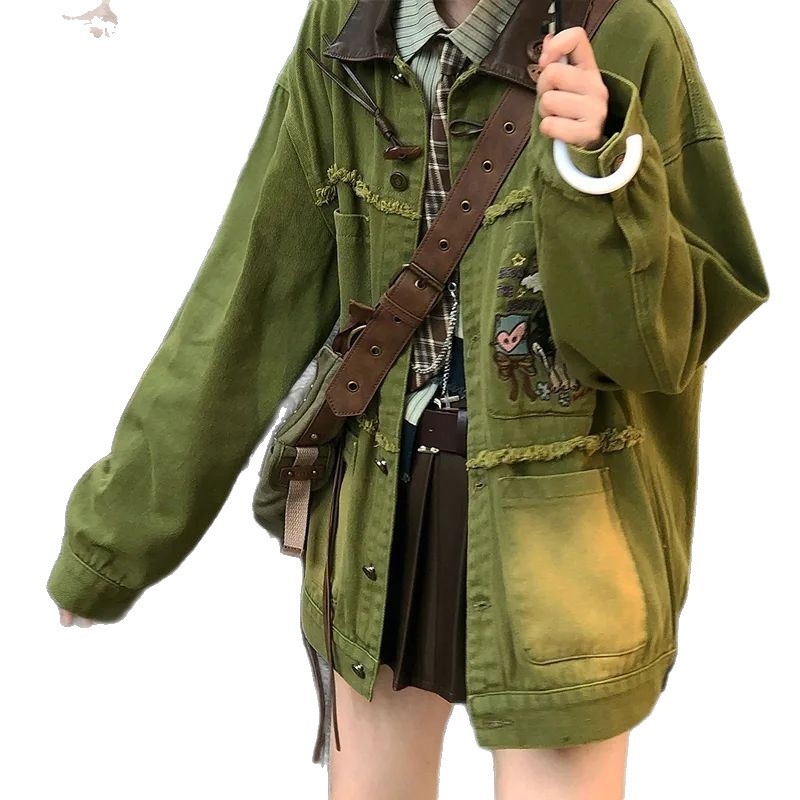 Деним яке с поло яка, дълги ръкави, свобдна кройка, редовна дължина, есен 2025