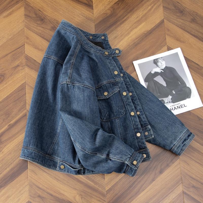 Дънково подплатено яке, свободна кройка, кръгло деколте, регулярна дължина, пролет 2025